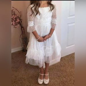 Girls size 8 white Swiss Dot flower girl first communion Easter dress